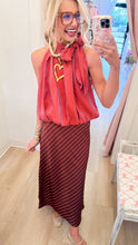 Rust High Neck Bow Bubble Top