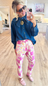 Peony Pink Patch Pants