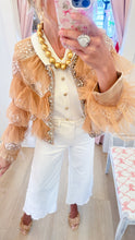 Tan Rhinestone Detail Sheer Jacket