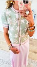 Sage and Pink Multi Print Shell Cardigan
