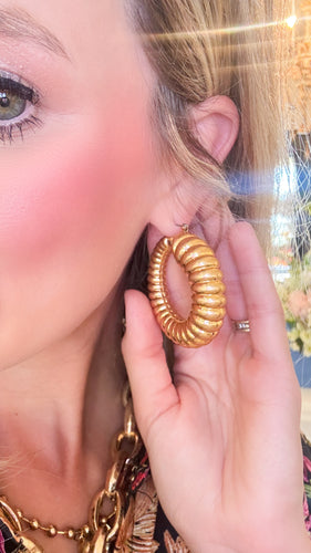 Gold Chunky Textured Hoops