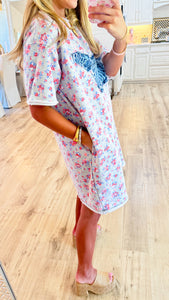 Heather Grey Floral Butterfly Patch Dress