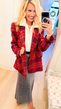 Red Multi Metallic Plaid Jacket