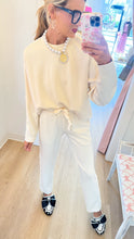 French Vanilla Contrast Satin Trim Pant Set