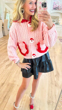 Pink and Red Santa Knit Cardigan