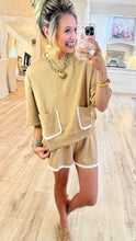 Taupe Eyelet Lace Trim Short Set