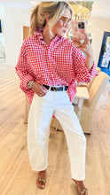Ruby Gingham Button Down Top
