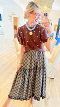 Brown and Blue Polka Dot Puff Sleeve Cardigan