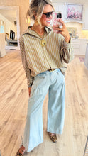Dark Mushroom Stripe Oversize Top