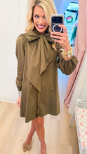 Olive Neck Tie Mini Dress