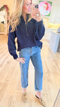 Blue Two Tone Half Zip Sweater