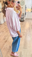 Pink Striped Oversized Button Down Shirt