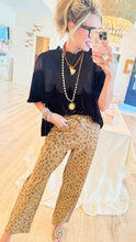 Camel Leopard Print Wide Leg Pants