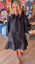 Black Metallic Bow Mini Dress
