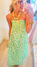 Light Green and White Polka Dot Maxi Dress