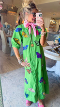 Queen of Sparkles Green Multi Butterfly Midi Dress