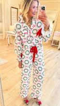 Deal of the Day White and Green Wreath PJ Pant Set