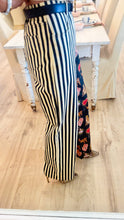 Black and Beige Mixed Design Wide Leg Pants