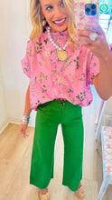 Pink Floral Print Mock Neck Top