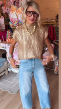 Gold Metallic Mock Neck Sweater Top