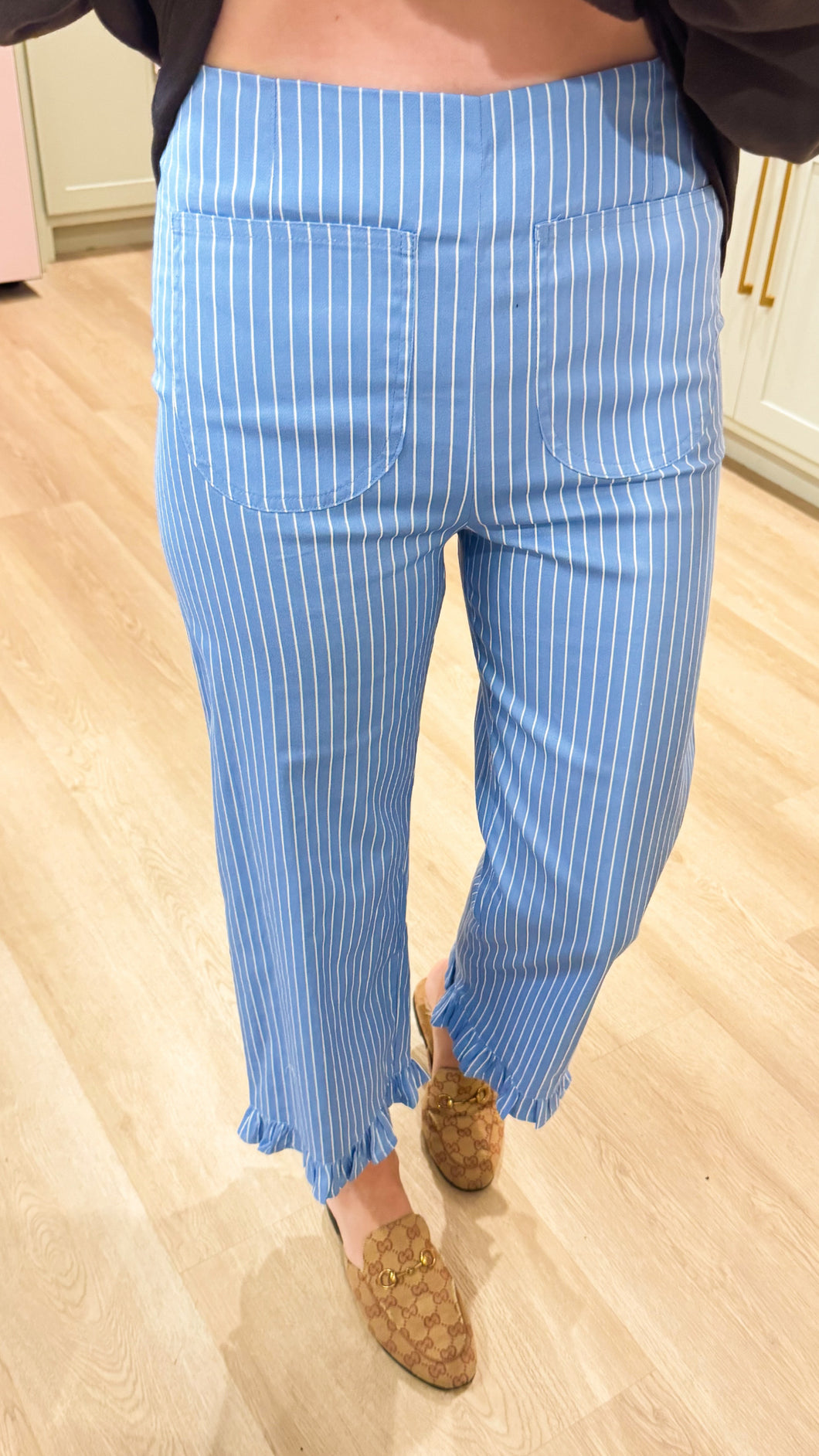 Ocean Mist Straight Leg Ruffle Hem Pants