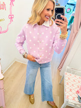 Lavender and White Polka Dot Cardigan