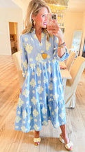 Sky Blue Scallop Hem Midi Dress