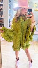 Olive Textured Ruffle Mini Dress