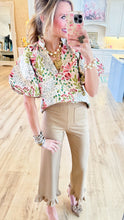 THML Cream Puff Sleeve Pattern Top