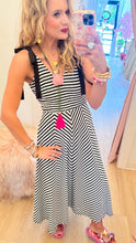 Black Striped Sleeveless Midi Dress