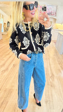 Black Floral Jacquard Cardigan