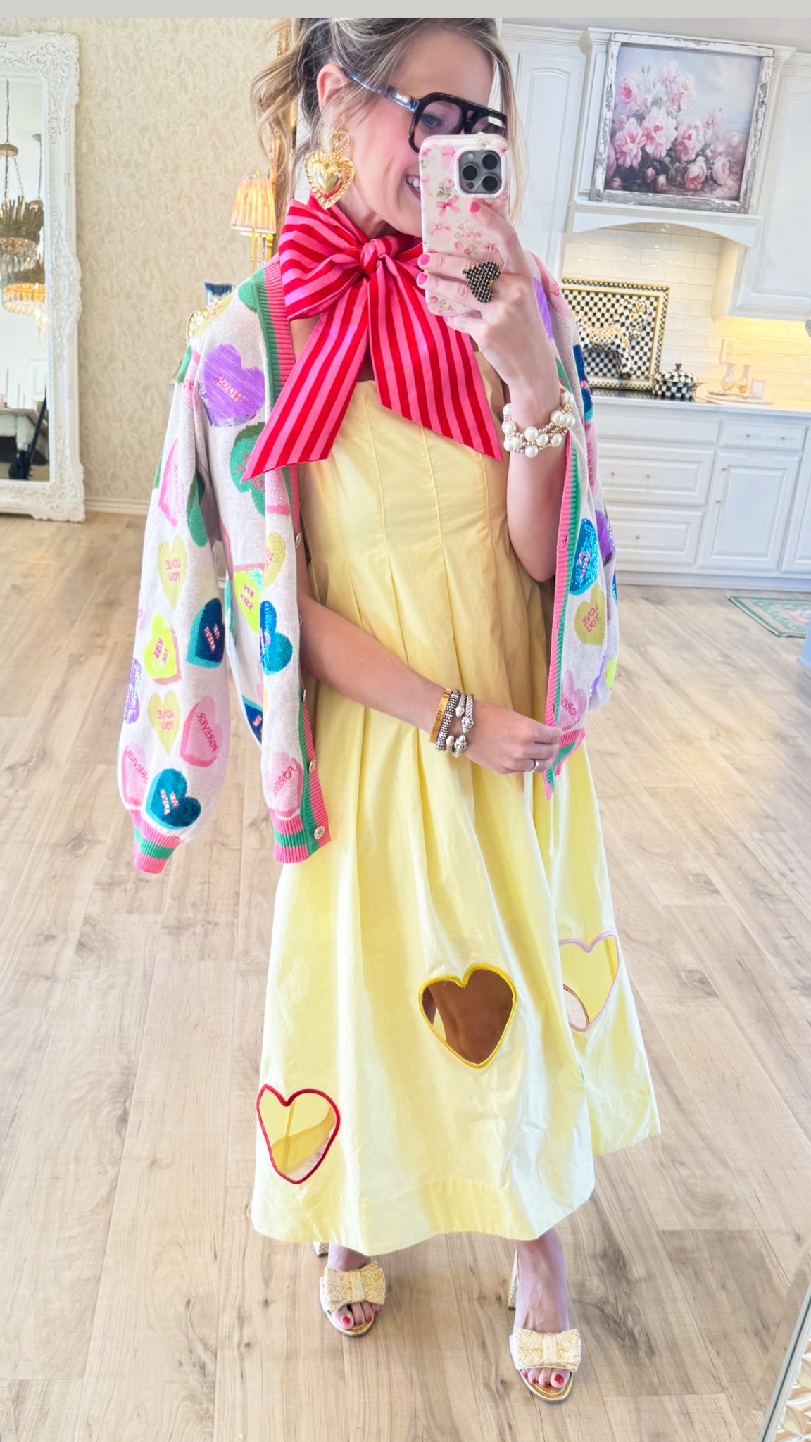 RESTOCK Yellow Heart Cut Out Midi Dress – Charlotte Heart Boutique