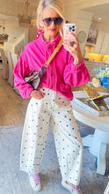 Cream and Navy Polka Dot Barrell Jeans