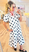 Off White Polka Dot Button Down Midi Dress