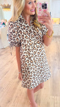 Leopard Print Bubble Sleeve Mini Dress