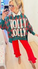 Green Plaid Holly Jolly Oversized Sweatshirt
