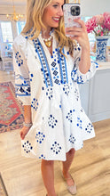 Blue Multi Pattern Embroidered Dress