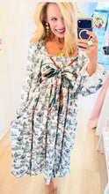 Hunter Green Christmas Toile Midi Dress