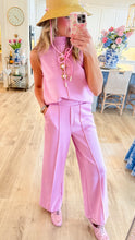 Pink Sleeveless Mockneck Pant Set