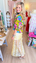 Green Multi Floral Gathered Sleeve Top