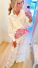 Taupe and Blush Floral Smocked Gauze Wide Leg Pants