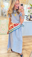 Blue and White Pinstripe Skirt Set