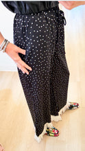 Black Polka Dot Lace Ruffle Hem Pants
