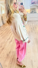 Ivory Rose Embroidered Knit Sweater