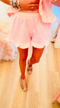 Pink Stripe Ruffle Hem Lounge Short Set