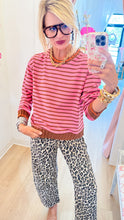 Pink and Brown Mix Stripe Knit Sweater
