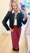 Red Plaid Lace Hem Pants