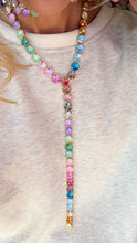 Multi Pastel Color Stone Lariat Necklace