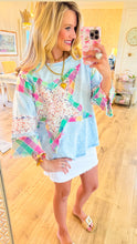 Sky Blue Patch Star Oversized Top