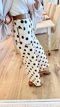 Ecru and Brown Polka Dot Scallop Hem Pants